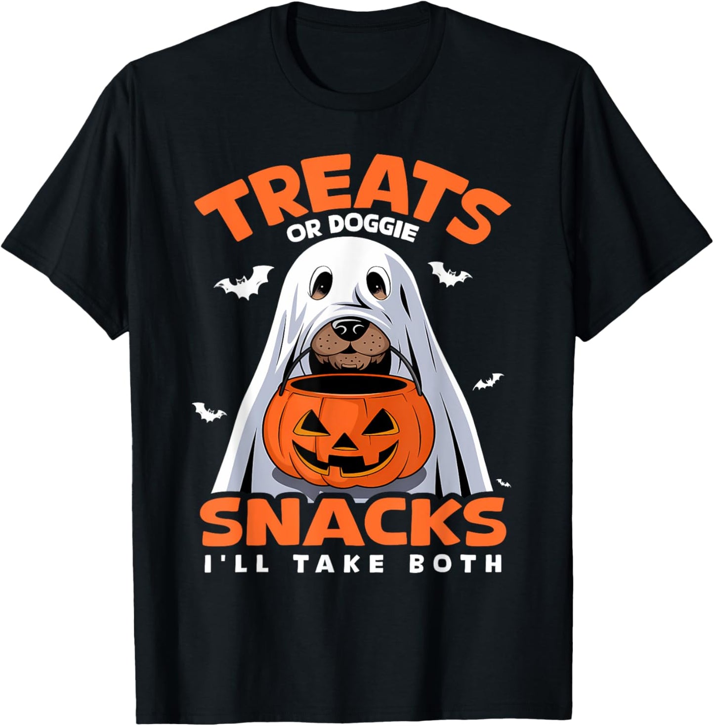 Treats or Doggie Snacks I'll Take Both Dog Costume Halloween T-Shirt - T-Shirt | Black