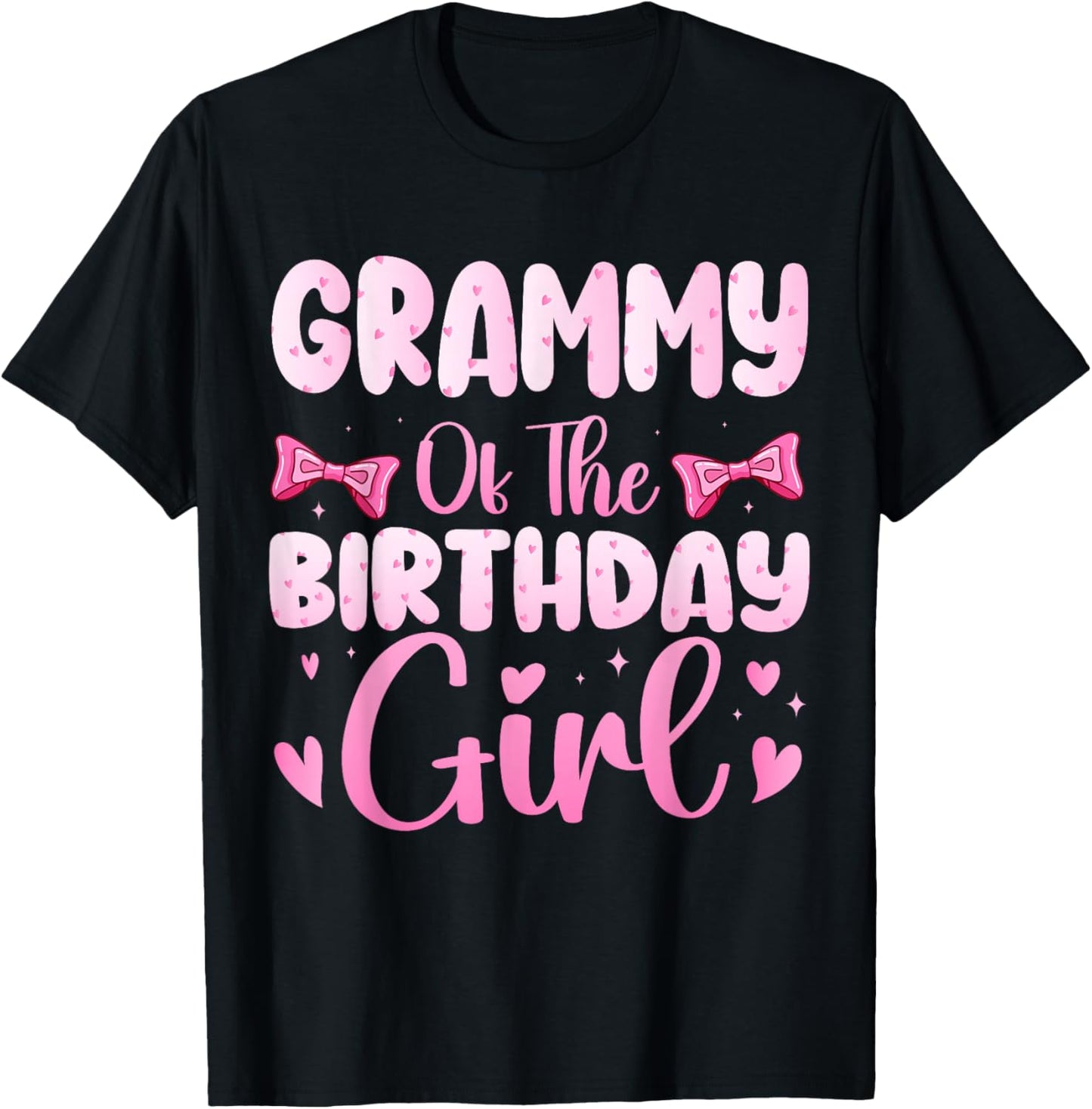 Grammy of The Birthday Girl Family Pink Coquette Bow T-Shirt - T-Shirt | Black