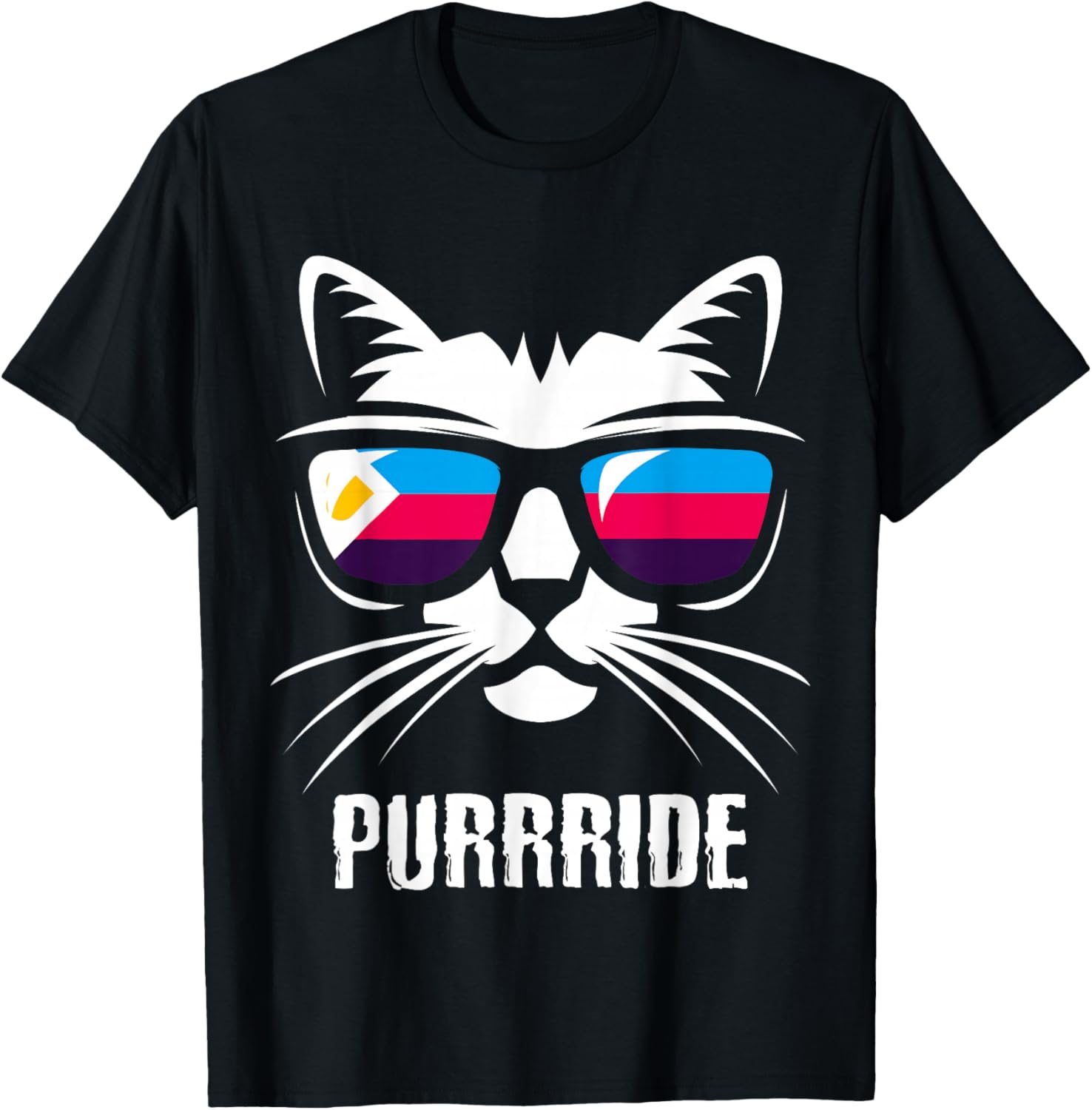 Polyamory Flag Funny Cat Polyamorous Pride T-Shirt - T-Shirt | Black