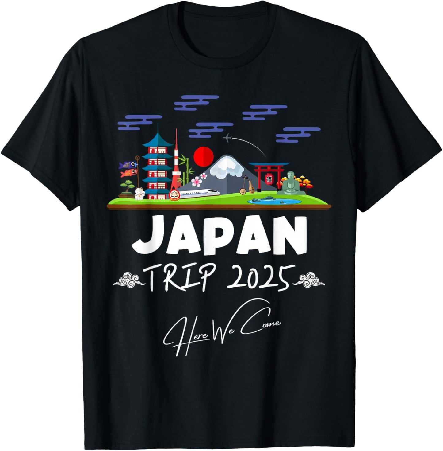 Japan Trip 2025 Here We Come Matching Team Travel Vacation T-Shirt - T-Shirt | Black
