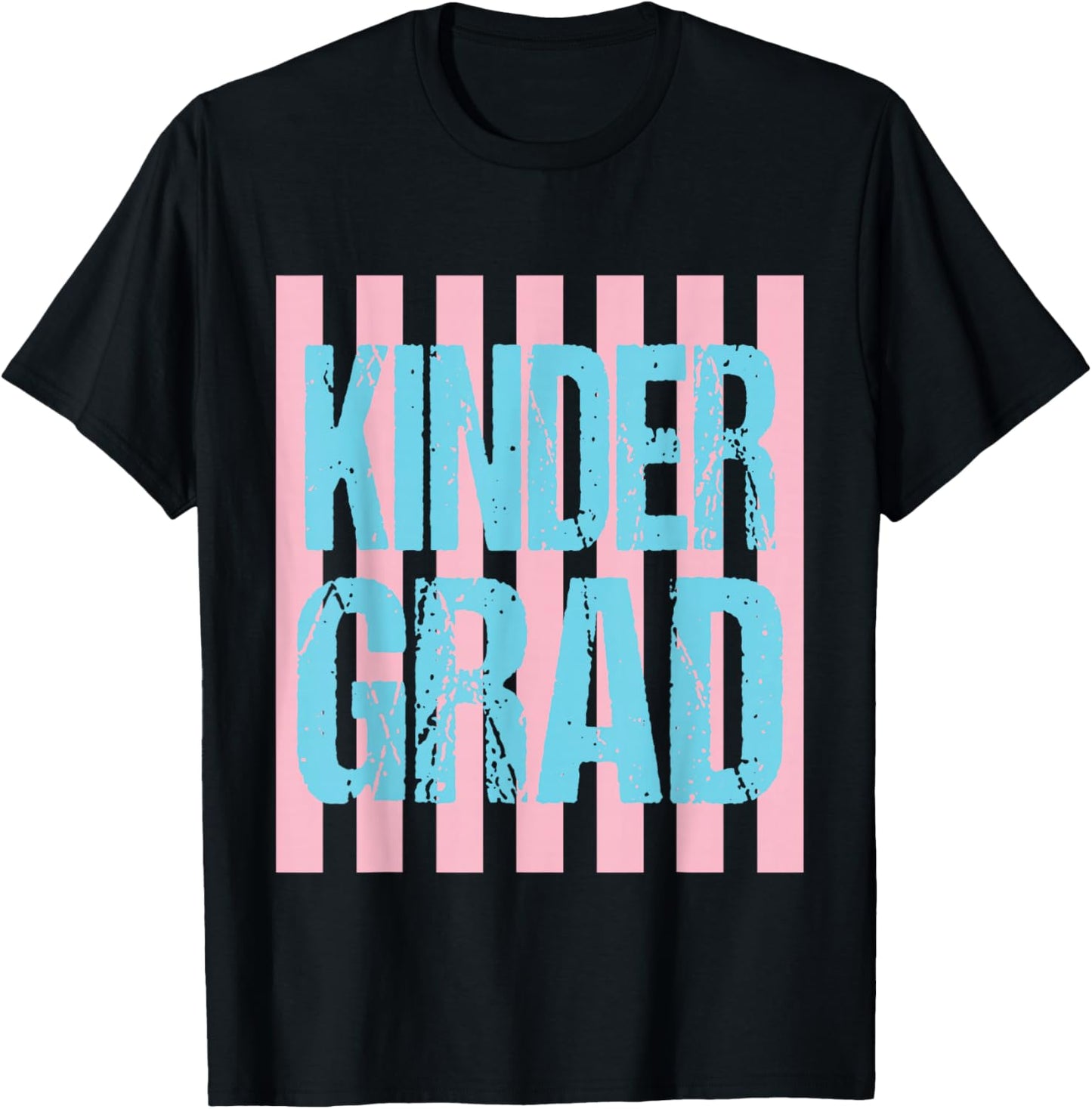 Striped Kinder Grad End of School Kindergarten Graduation T-Shirt - T-Shirt | Black