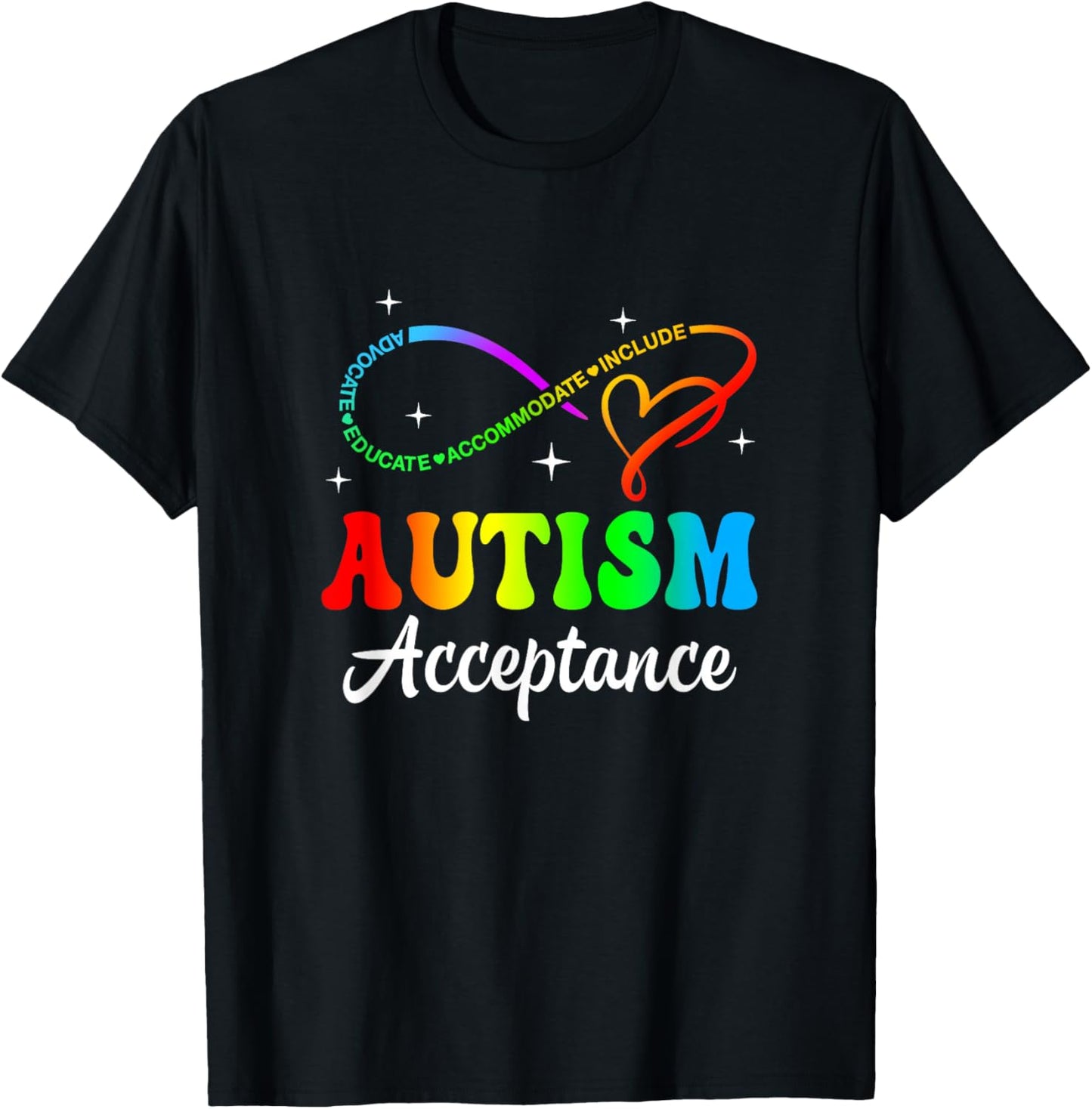 Autism Awareness Acceptance Infinity Symbol Men Women Kid T-Shirt - T-Shirt | Black