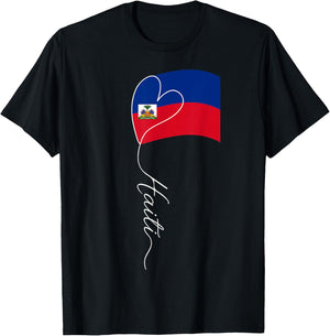 Heart Haiti Haitian Flag Day Women Haiti Flag T-Shirt - T-Shirt | Black