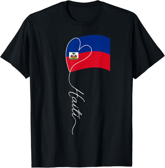 Heart Haiti Haitian Flag Day Women Haiti Flag T-Shirt - T-Shirt | Black
