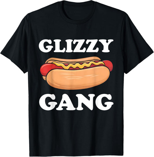 Glizzy Gang Funny Hot Dog Saying Glizzie Gobbler Meme Men Women T-Shirt - T-Shirt | Black