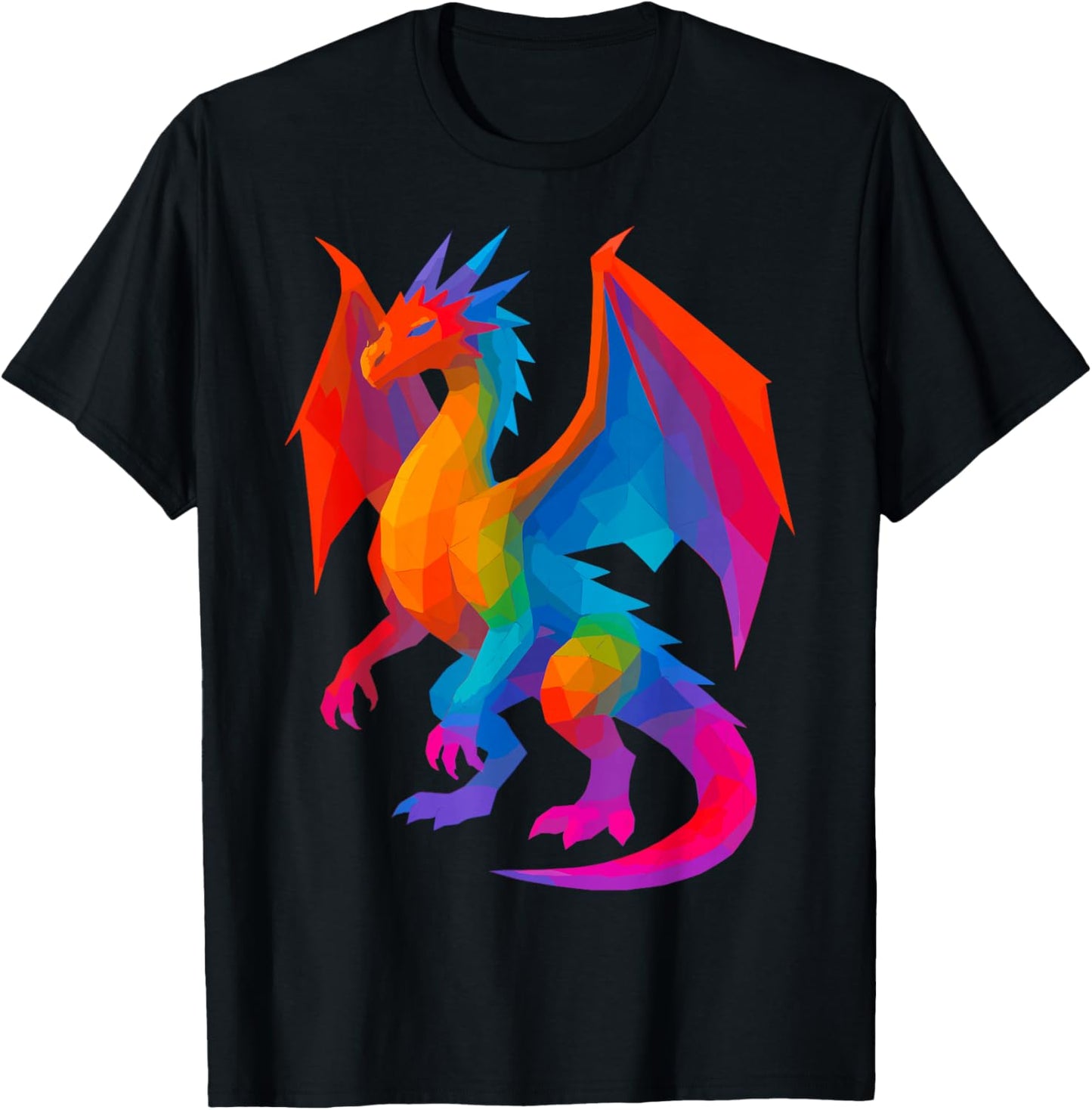 Tie-Dye Geometric Dragon Psychedelic T-Shirt - T-Shirt | Black