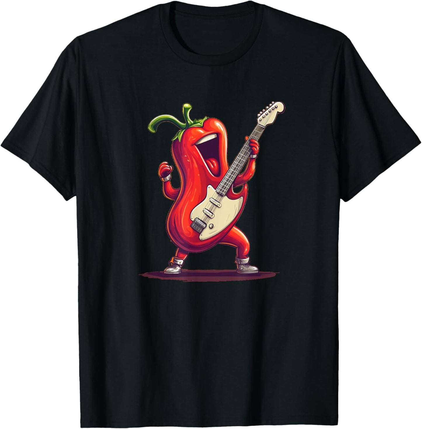 Paprika with Electric Guitar for a Rockin' Vibe T-Shirt - T-Shirt | Black