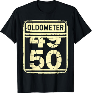 Oldometer 50 Men Women Funny 50th Birthday T-Shirt - T-Shirt | Black