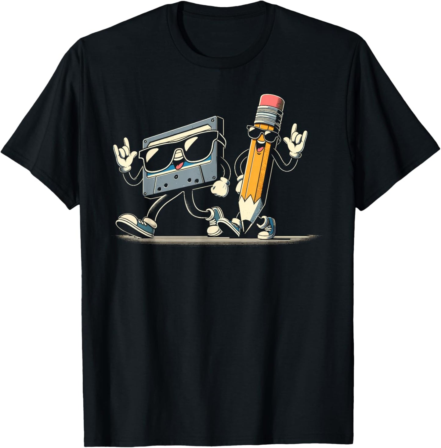 80s 90s Audio Cassette Tape Men Women Kids Funny Retro T-Shirt - T-Shirt | Black