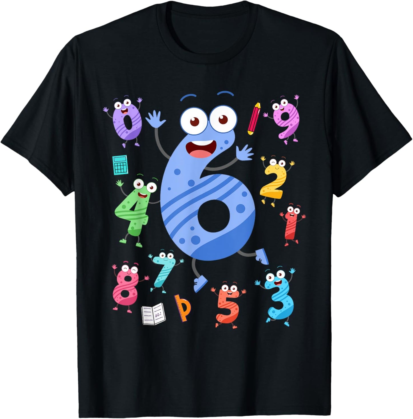 Maths Day Number Costume With Number 6 Idea For Kids Number T-Shirt - T-Shirt | Black