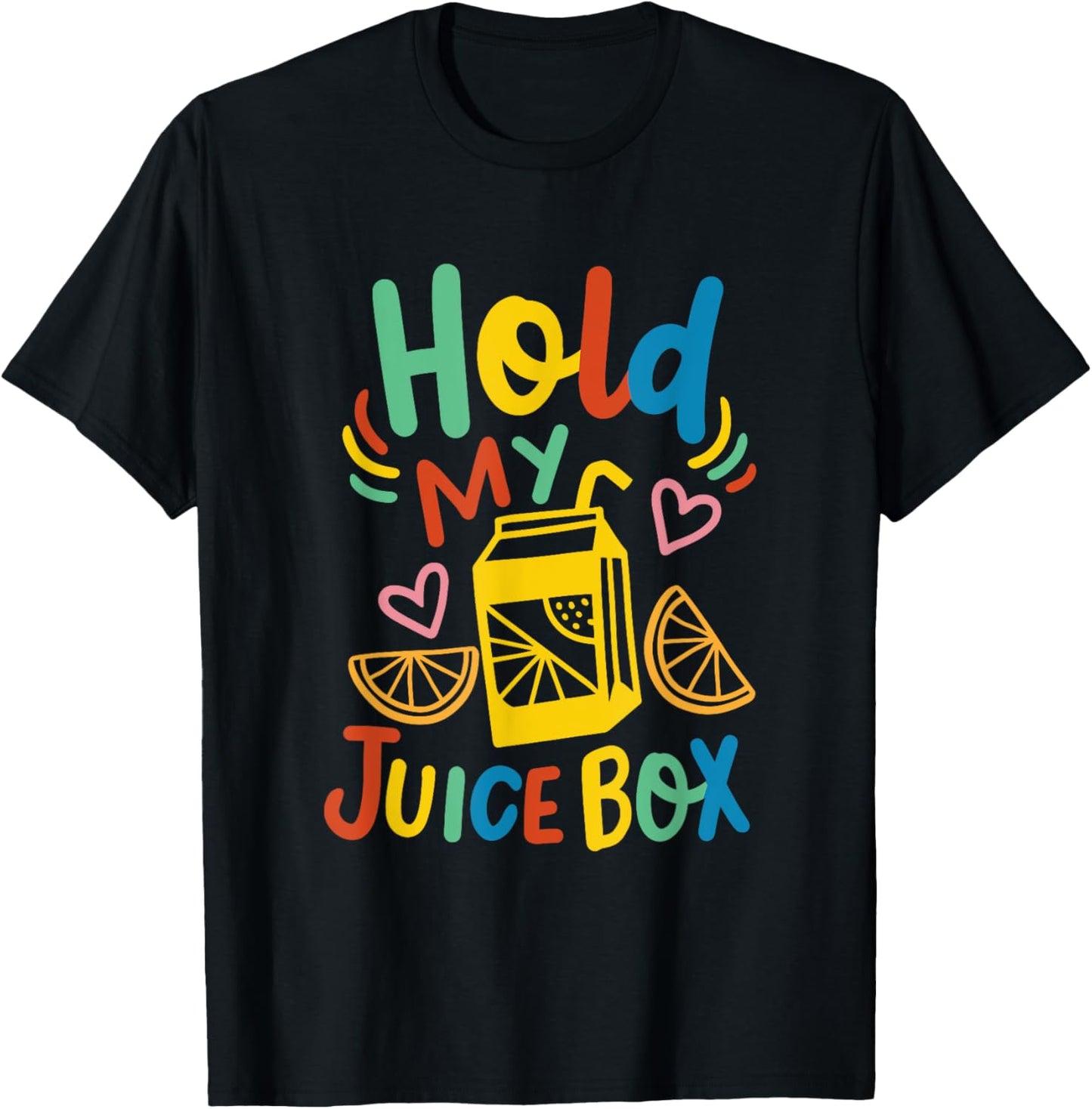 Retro Funny Toddler Kids Cute Boys Girls Hold My Juice Box T-Shirt - T-Shirt | Black