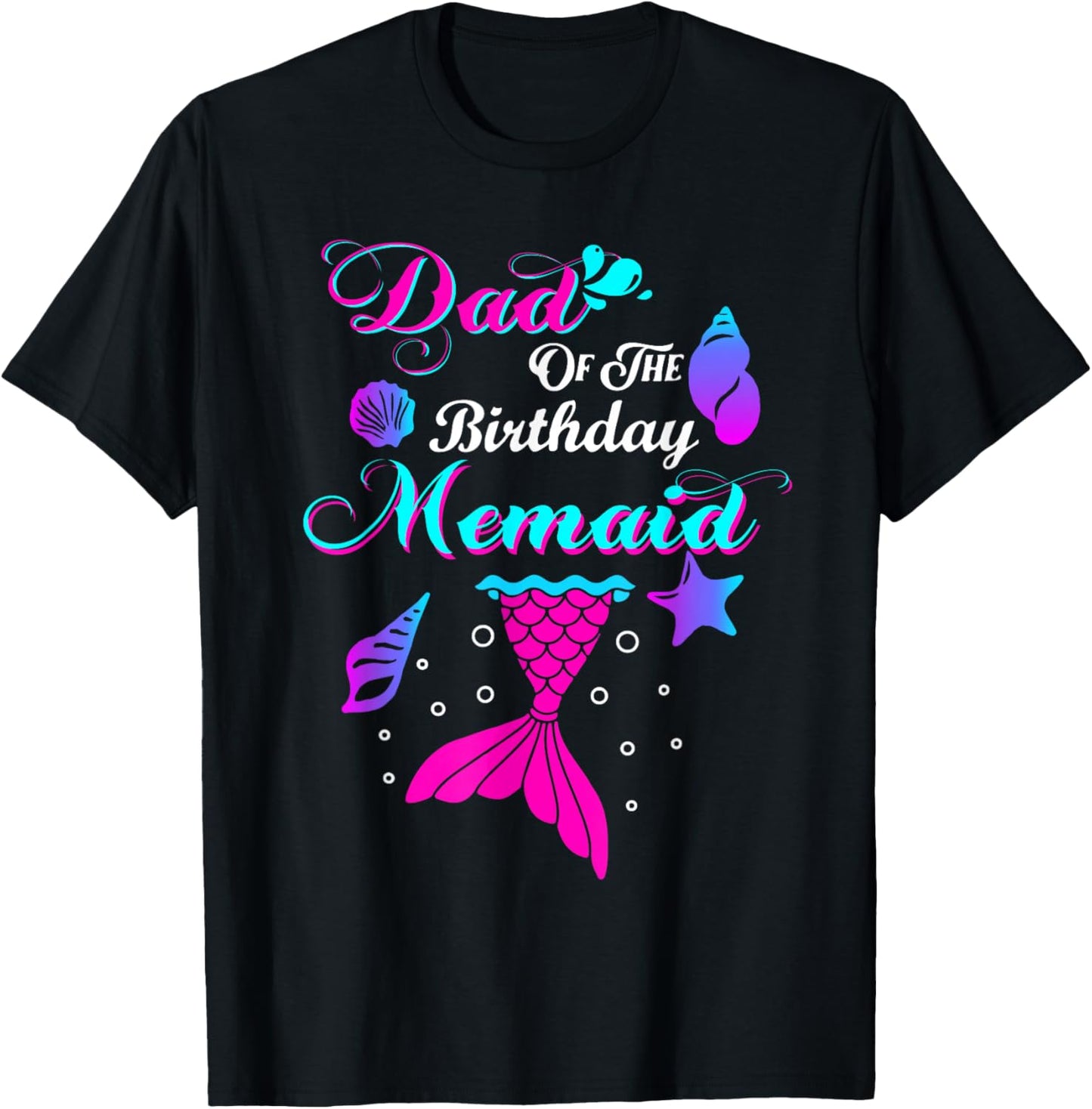 Mom And Dad Of The Birthday Mermaid Matching Family T-Shirt - T-Shirt | Black
