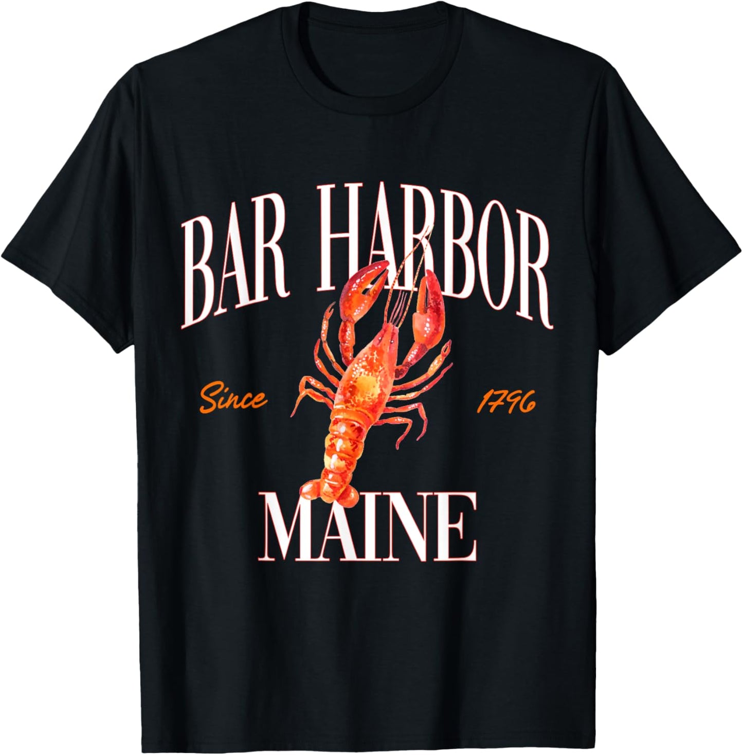 Bar Harbor Maine Est. 1796 Lobster Souvenir Vintage Retro T-Shirt - T-Shirt | Black