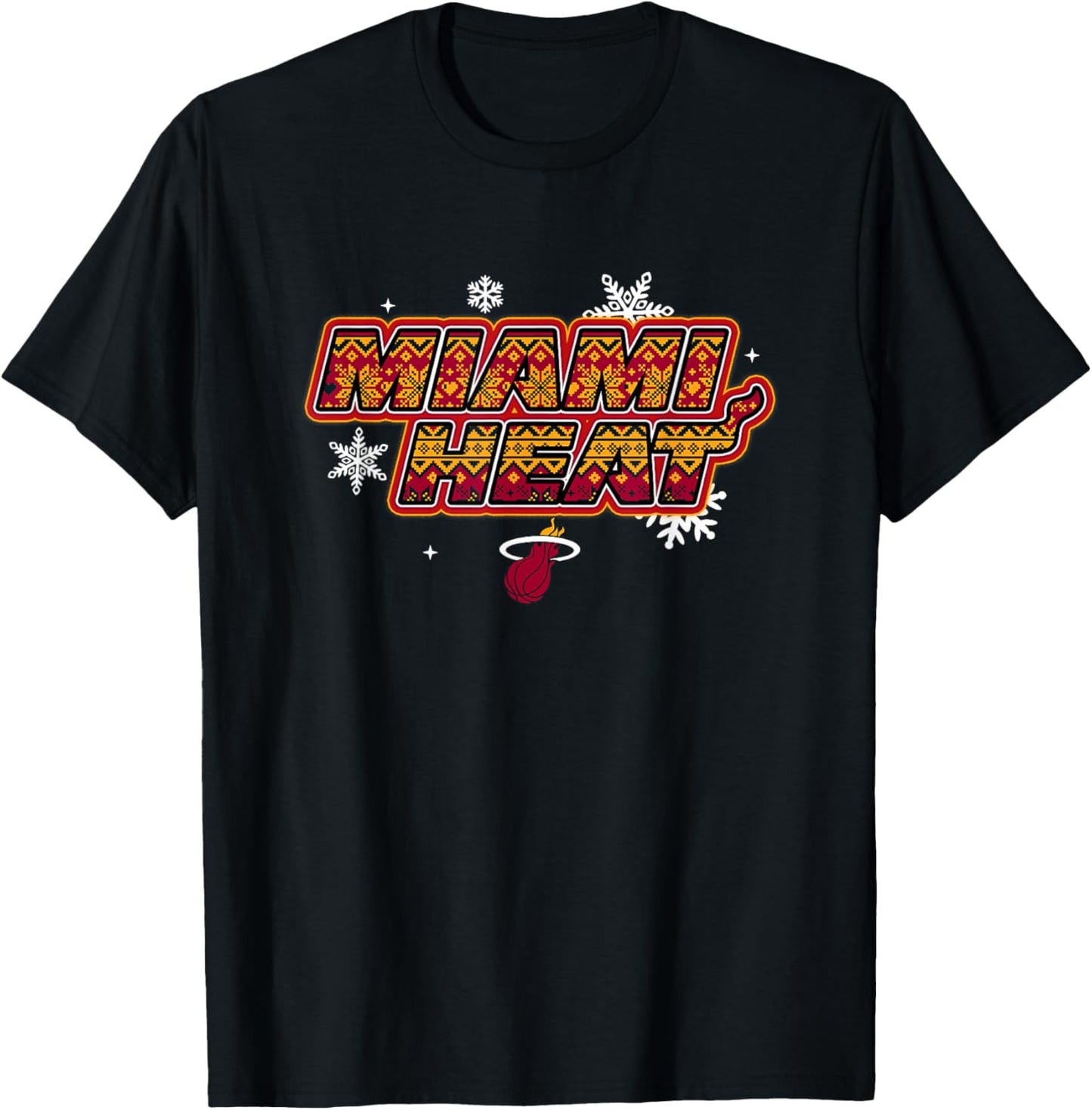 NBA Miami Heat Christmas Ugly Sweater T-Shirt - T-Shirt | Black