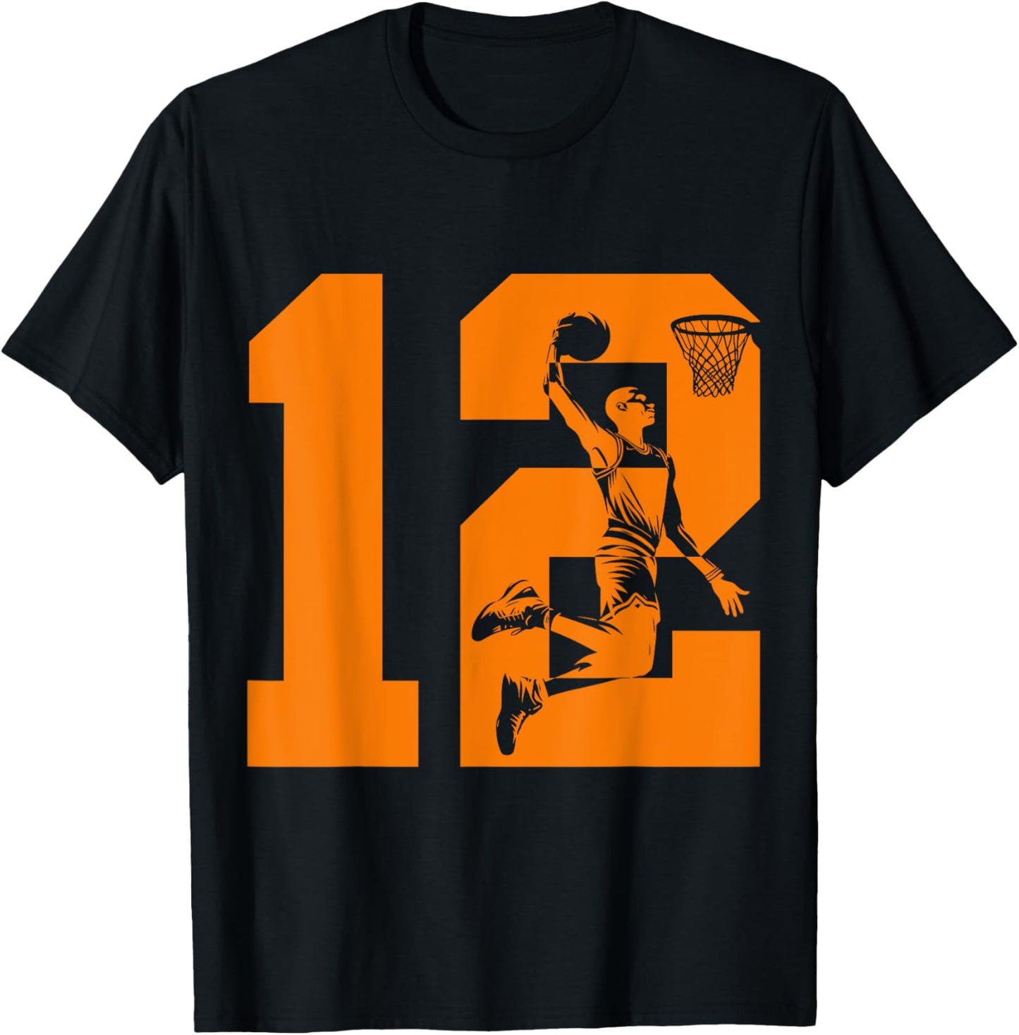 Number 12 Basketball 12th Birthday T-Shirt - T-Shirt | Black