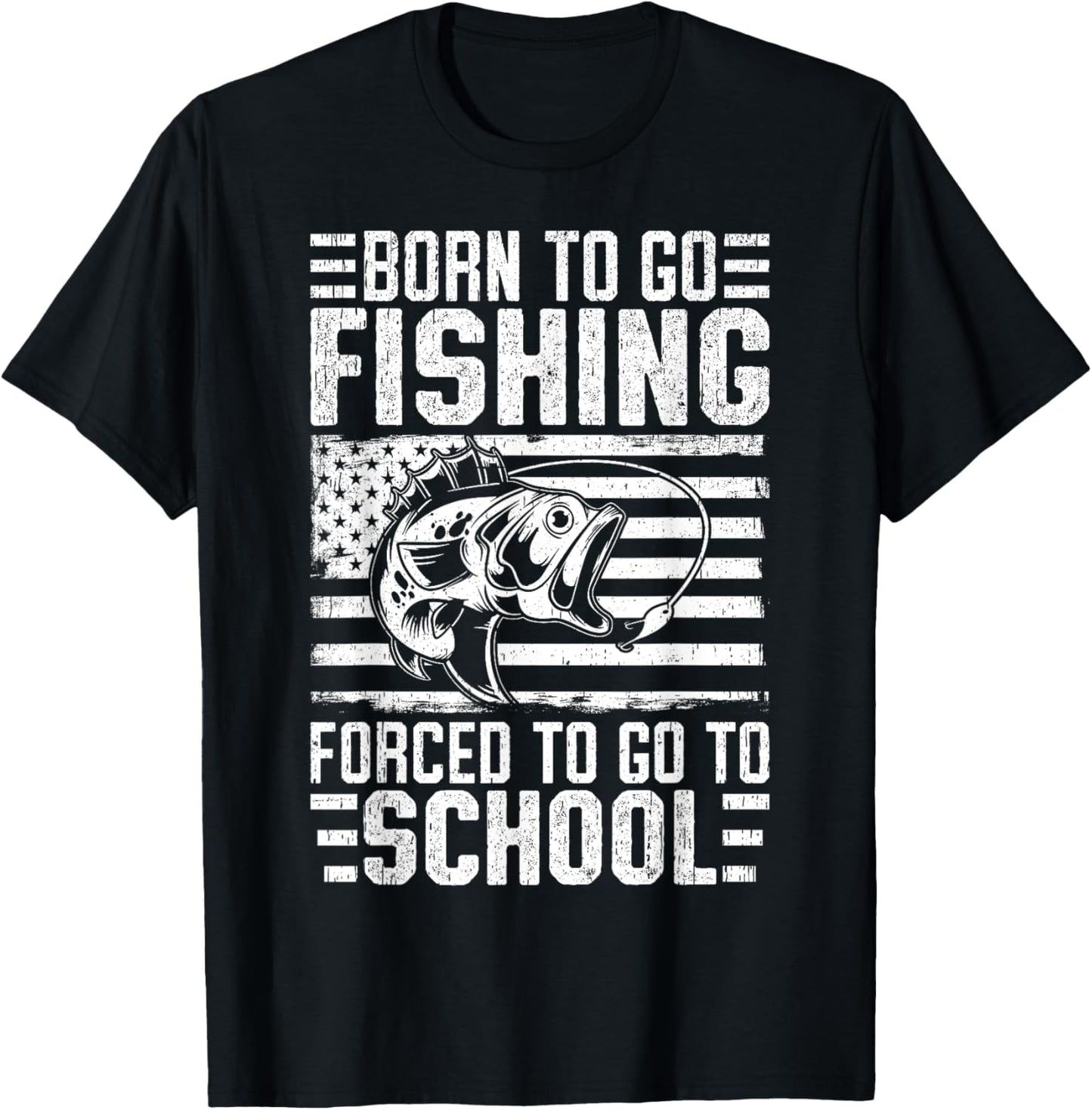 Born To Go Fishing Bass Fish Fisherman Boy Kid Funny Fishing T-Shirt - T-Shirt | Black