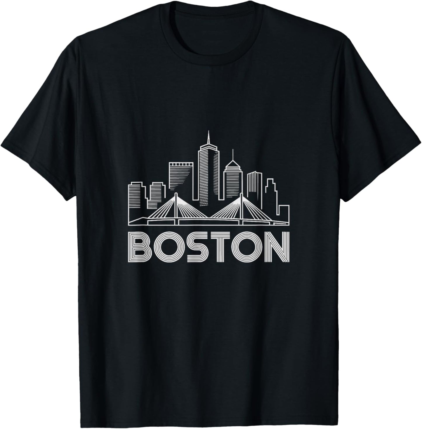 Boston Skyline Retro Vintage City Lovers T-Shirt - T-Shirt | Black