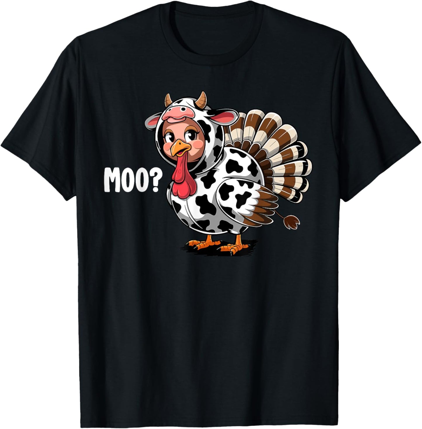 Turkey Moo Funny Thanksgiving Kids Boys Men T-Shirt - T-Shirt | Black