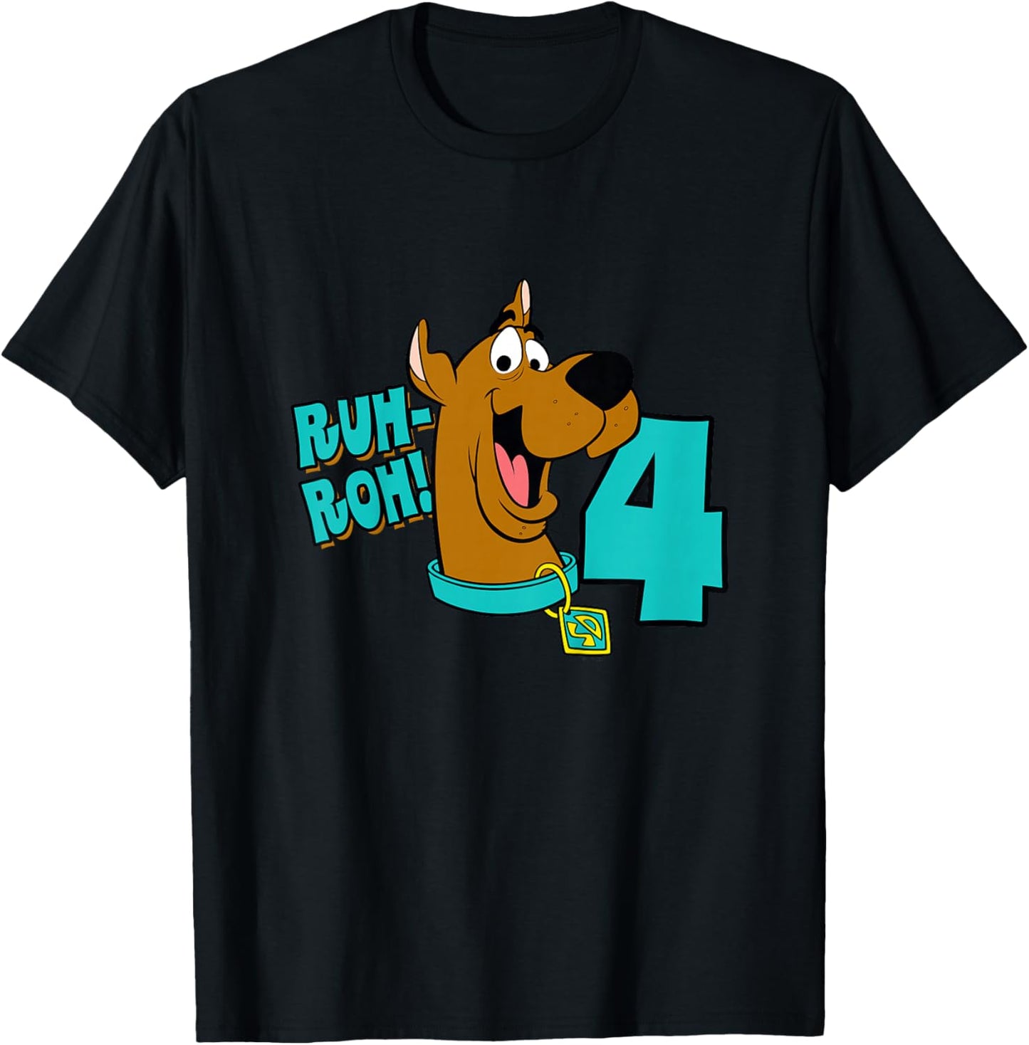 Kids Scooby-Doo 4th Birthday Ruh-Roh! I'm 4! T-Shirt - T-Shirt | Black