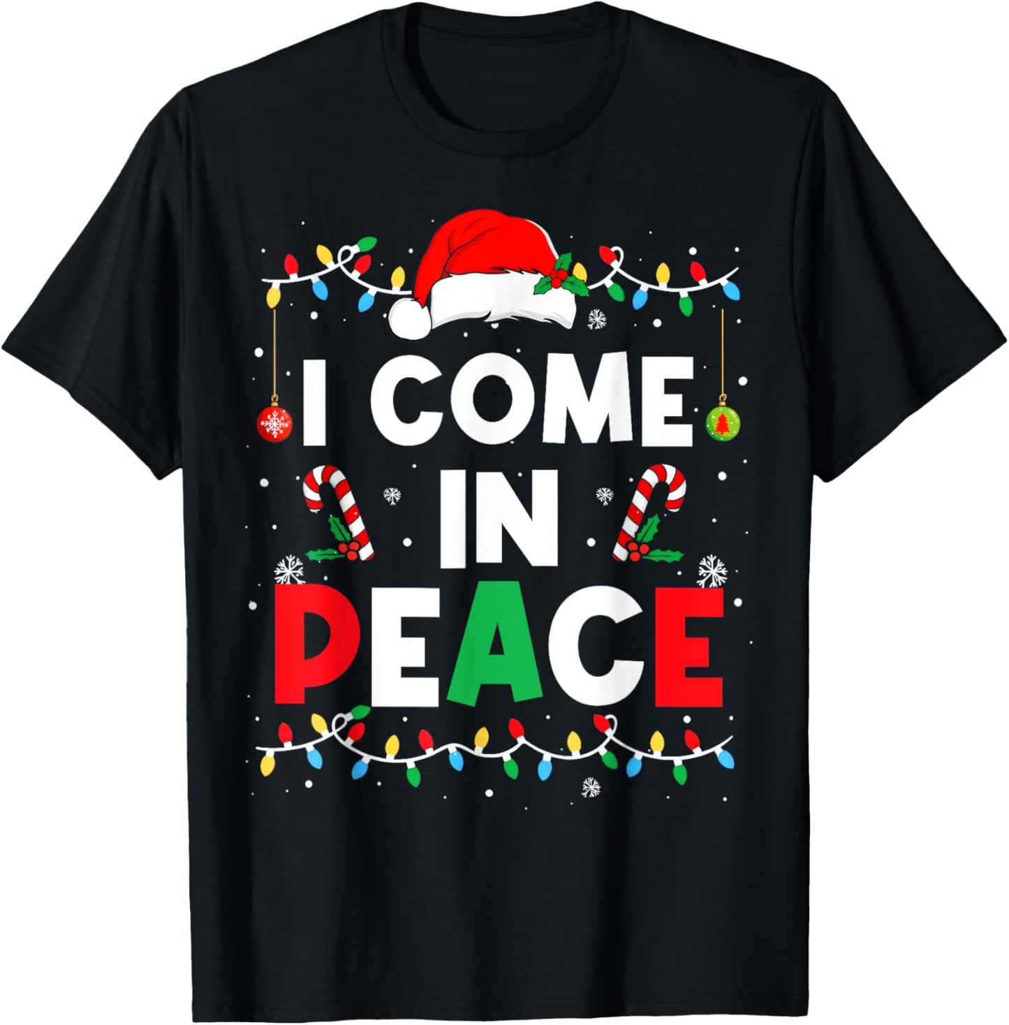 I Come In Peace I'm Peace Funny Matching Couple Christmas T-Shirt - T-Shirt | Black
