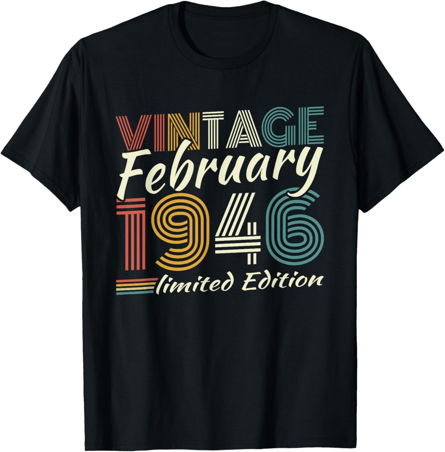 Vintage February 1946 Birthday Gift 80 Years Men T-Shirt - T-Shirt | Black