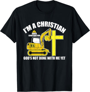 I'm A Christian Under Construction God's Not Done With Me T-Shirt - T-Shirt | Black