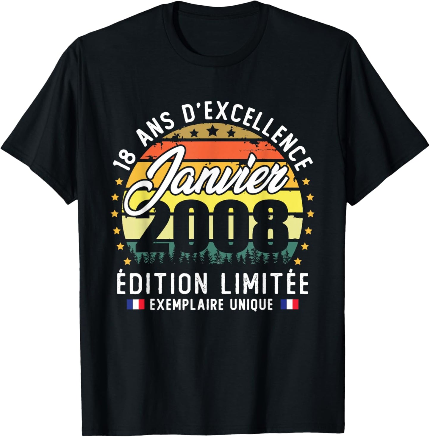 Vintage January 2008 Birthday Gift 18 Years for Boys T-Shirt - T-Shirt | Black