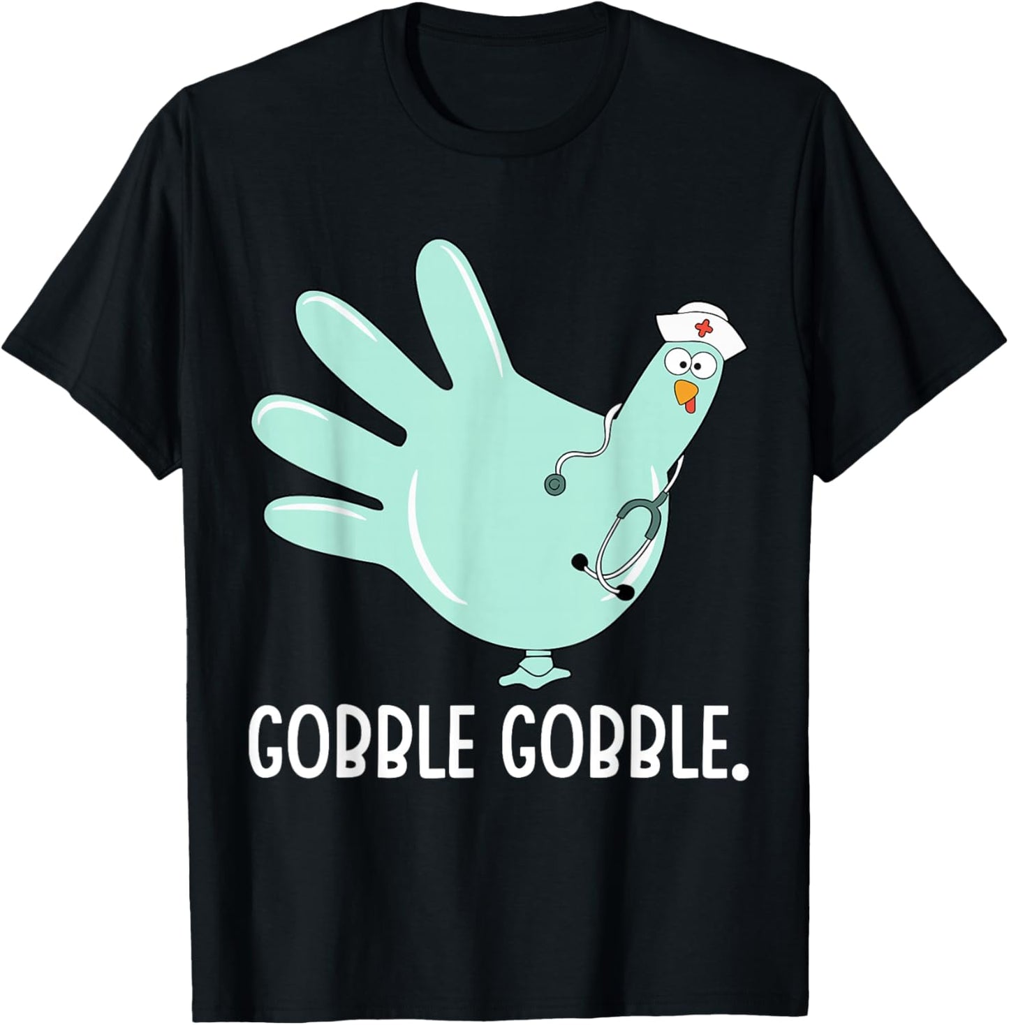 Turkey Scrubs Rubber Gloves Nurse Fall Nursing Thanksgiving T-Shirt - T-Shirt | Black