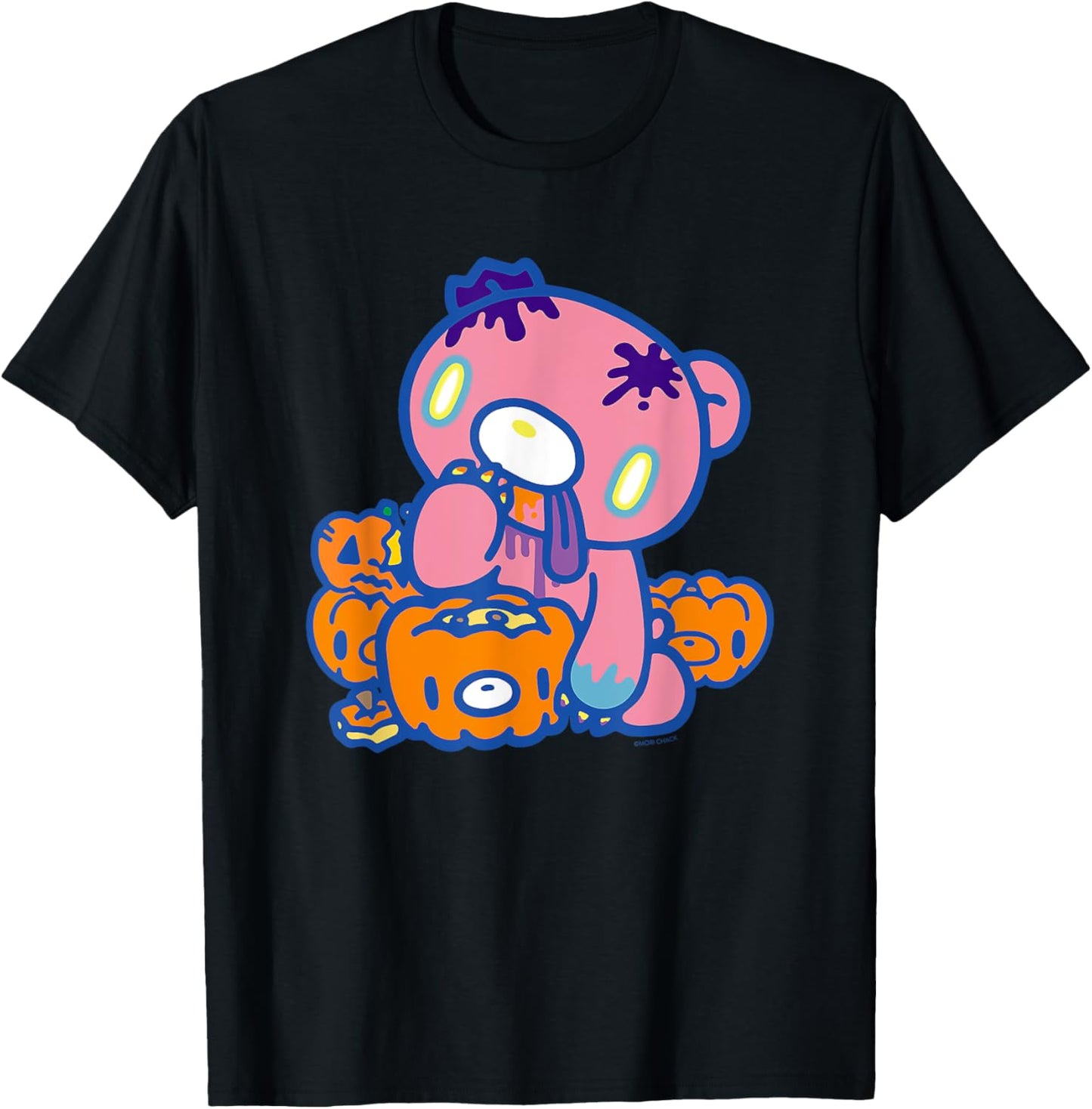 Gloomy Bear The Naughty Grizzly Halloween Eating Pumpkins T-Shirt - T-Shirt | Black