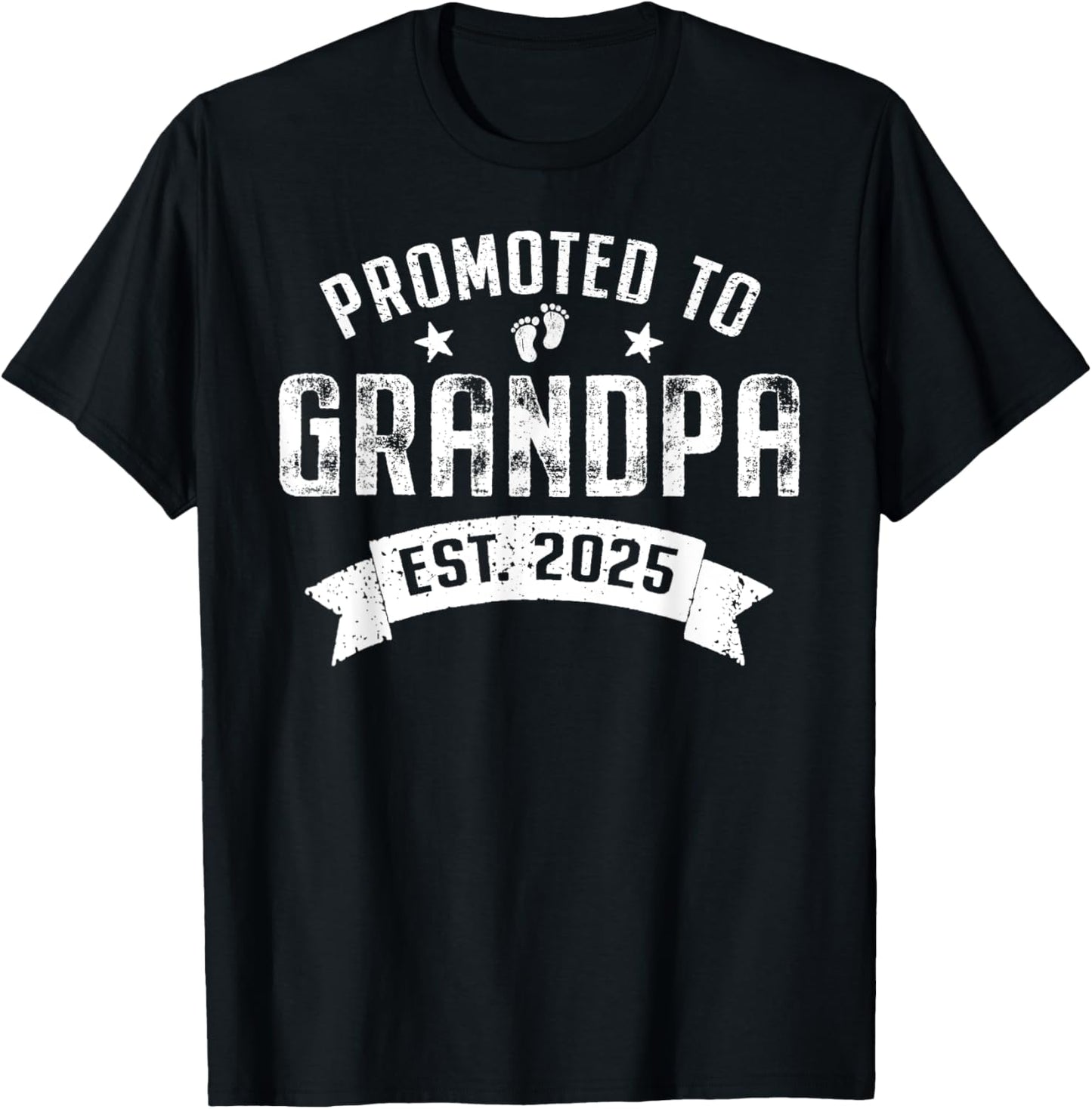 Promoted to Grandpa 2025 Cool Grandparents Baby Announcement T-Shirt - T-Shirt | Black