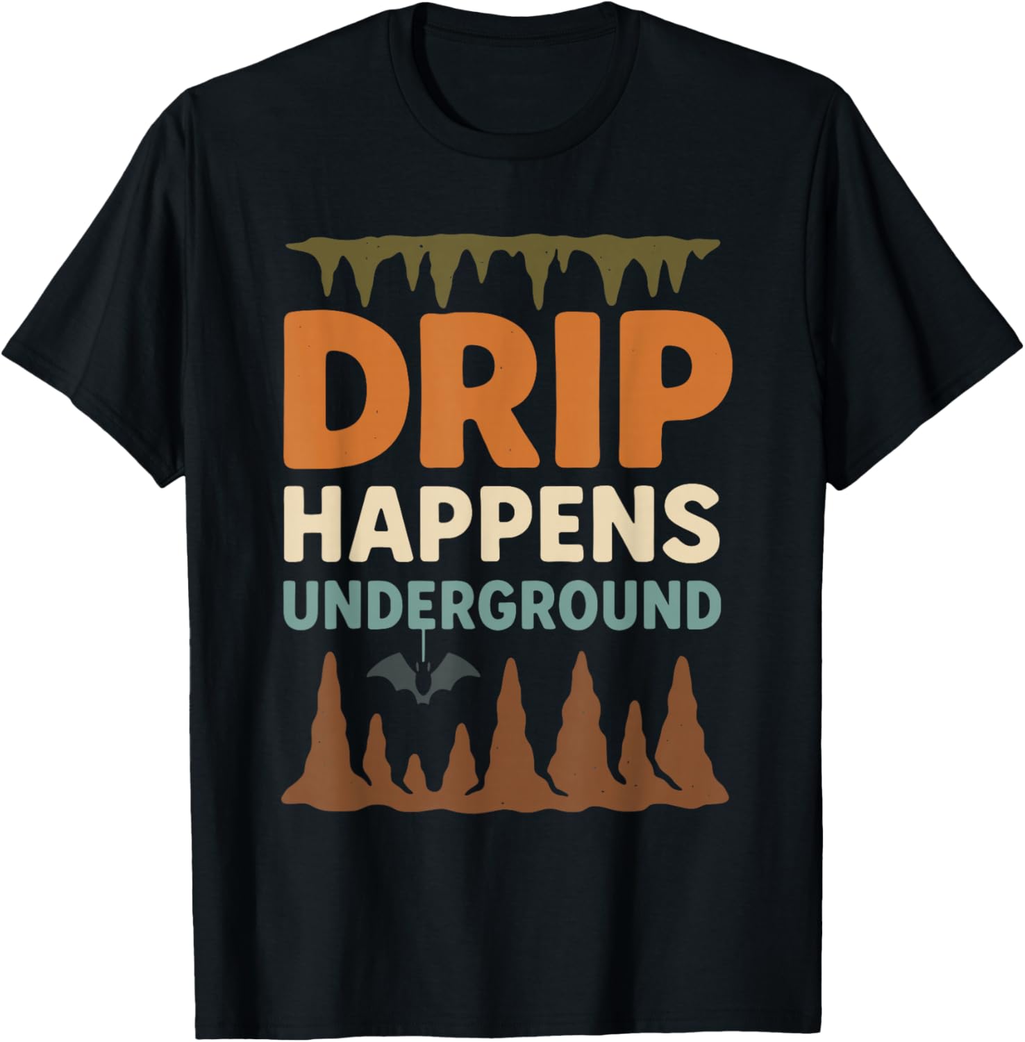 Cave Formation Art Stalactite Stalagmite Earth Gift T-Shirt - T-Shirt | Black