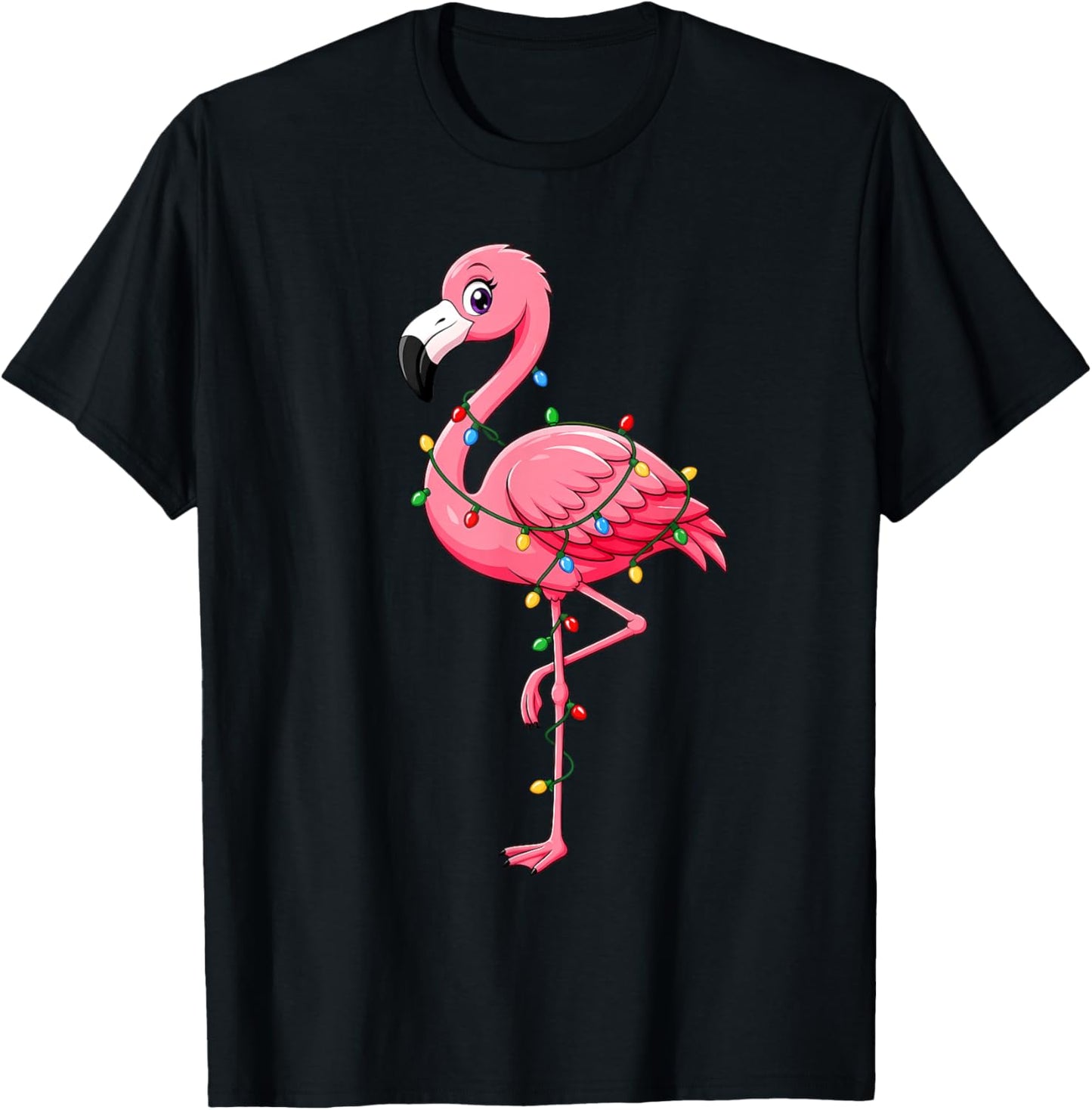 Tropical Pink Flamingo Summer Christmas in July Hawaii Women T-Shirt - T-Shirt | Black