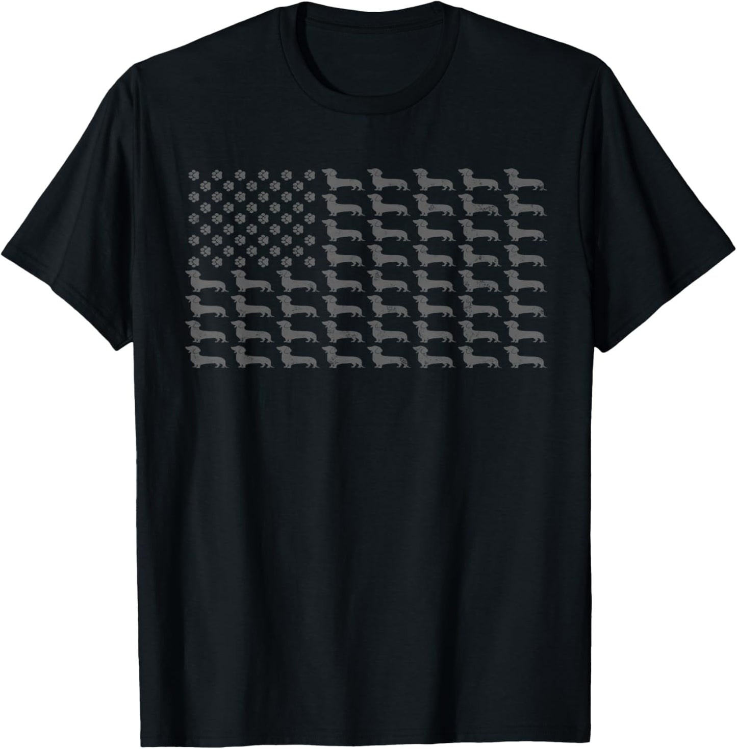 American Flag Vintage Patriotic Dachshund Dad Weiner Dog T-Shirt - T-Shirt | Black