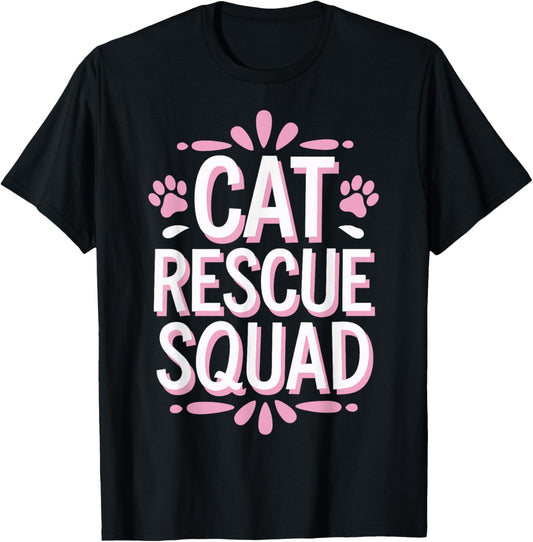Cat Rescue Squad Animal Shelter T-Shirt - T-Shirt | Black