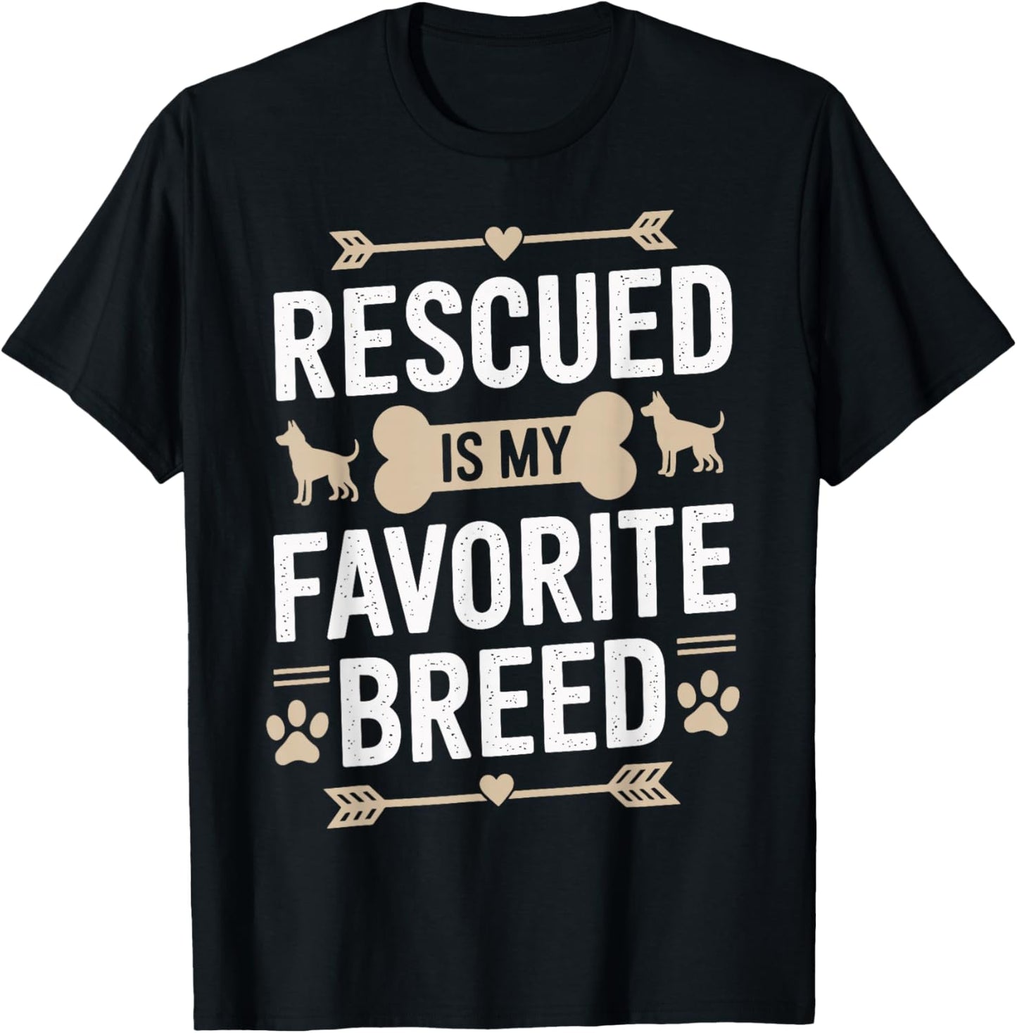 Rescued Is My Favorite Breed T-Shirt - T-Shirt | Black