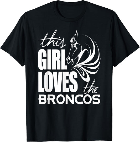 This Girl Loves Broncos Gifts Girls Kids T-Shirt - T-Shirt | Black