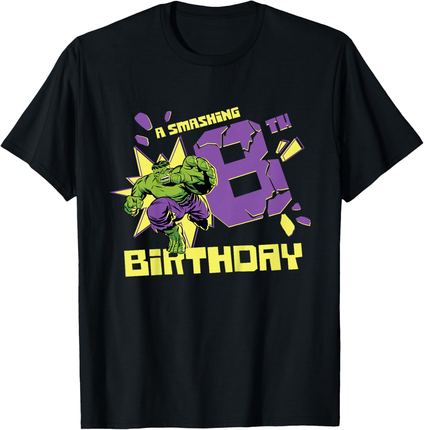 Marvel Super Heroes Hulk A Smashing 8th Birthday Party T-Shirt - T-Shirt | Black