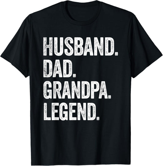 Husband Dad Grandpa Legend - Vintage Distressed Graphic T-Shirt - T-Shirt | Black
