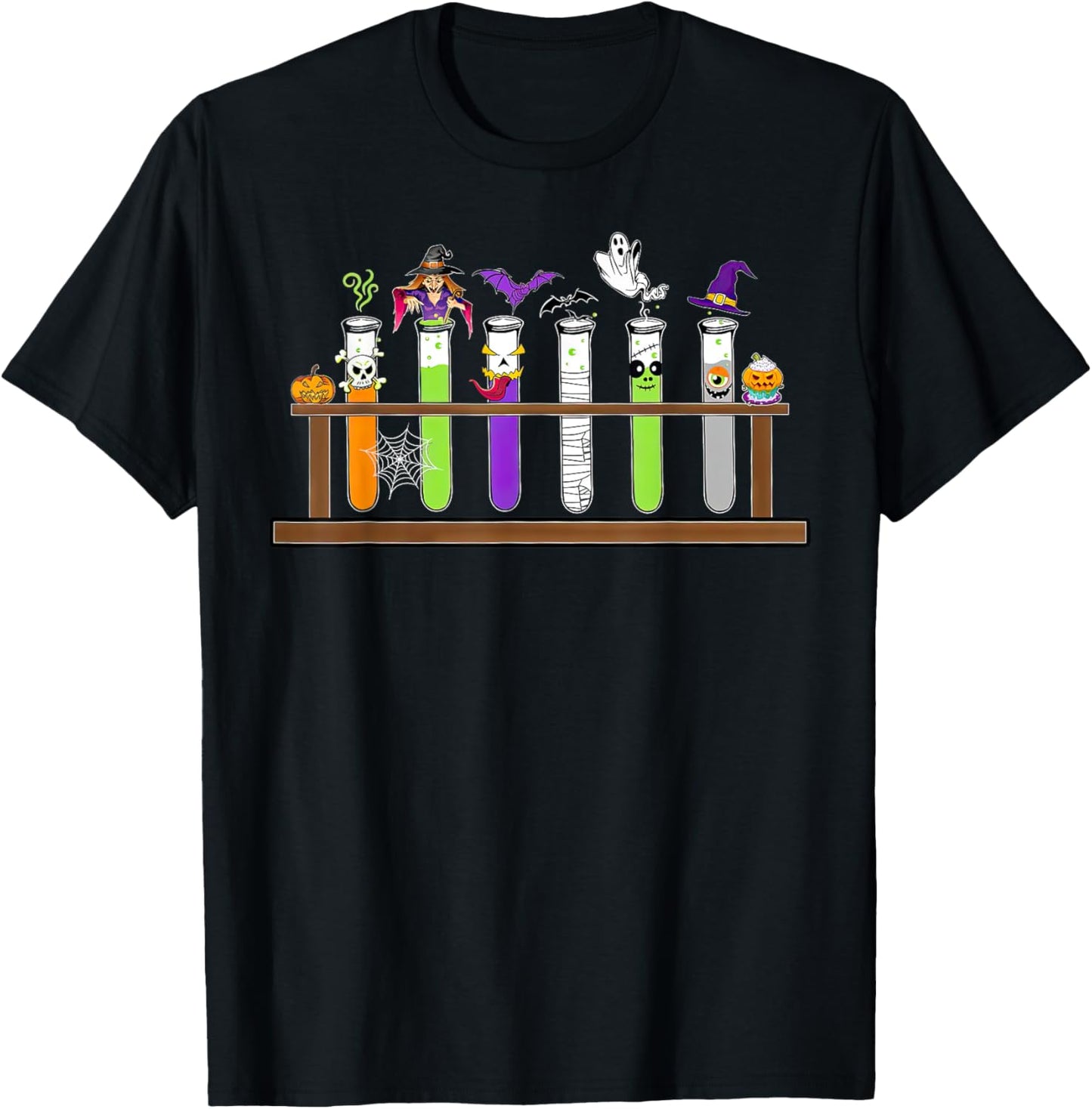 Test Tube Chemistry Nerd Science Teacher Spooky Halloween Men Women T-Shirt - T-Shirt | Black