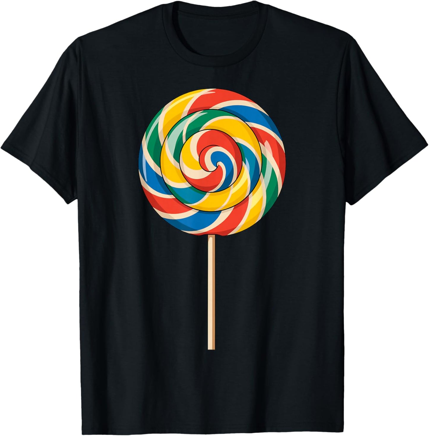 Colorful Lollipop Candy Sweet Rainbow Snack T-Shirt - T-Shirt | Black