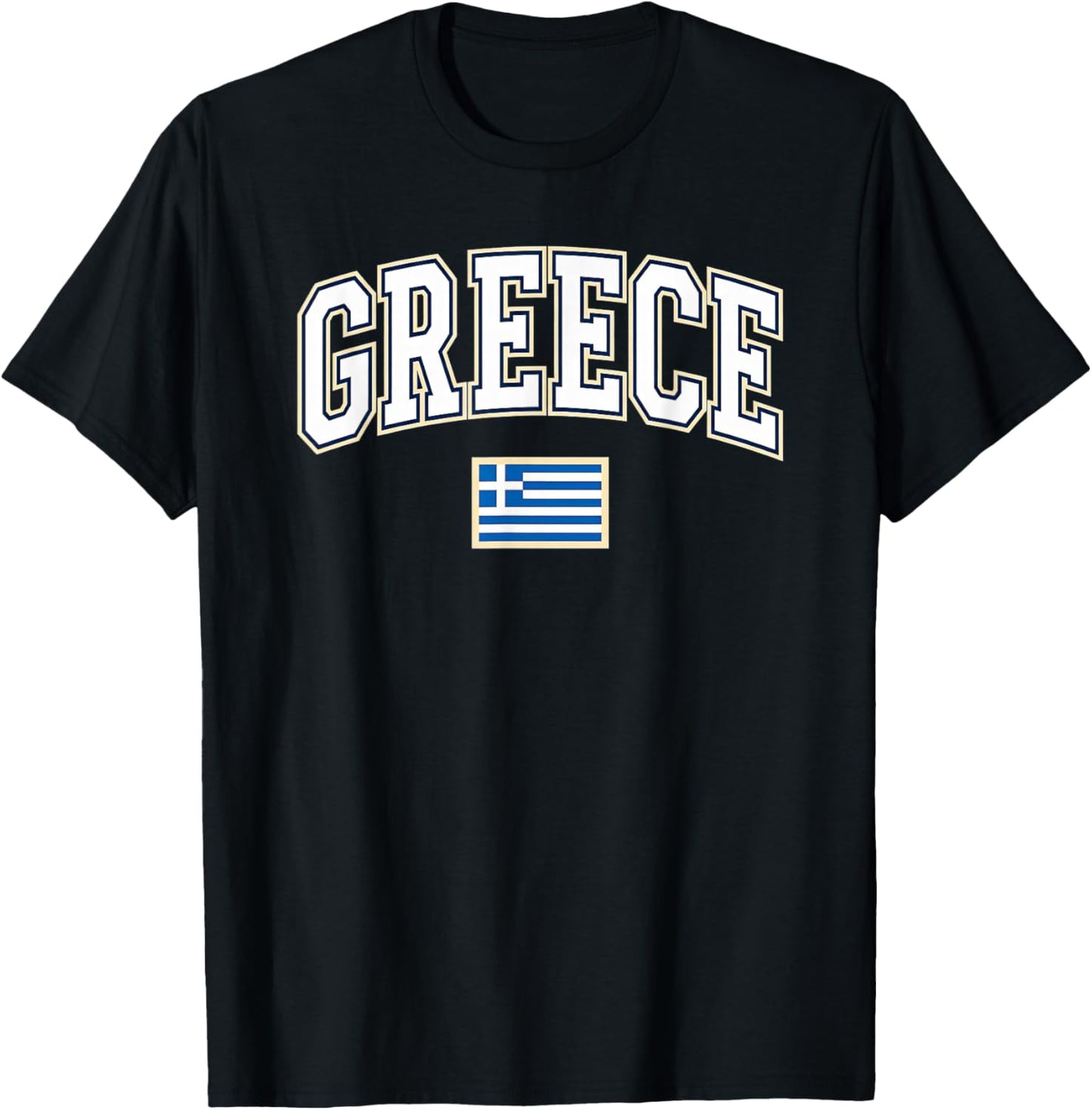 Greece Flag Greek Letters Travel Style Design T-Shirt - T-Shirt | Black