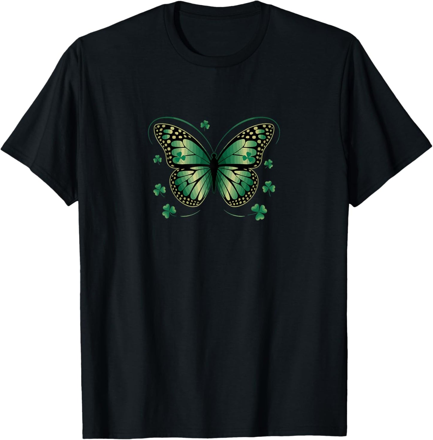 Elegant Shamrock Butterfly St Patrick's Day T-Shirt - T-Shirt | Black