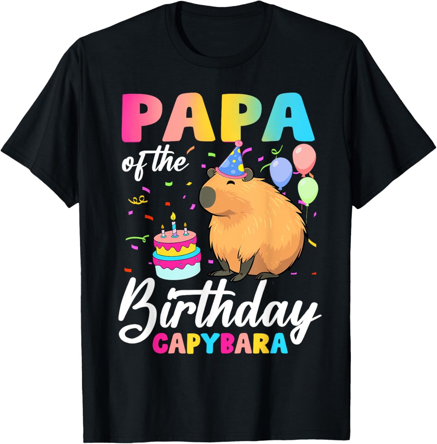 Papa Of The Birthday Capybara Girl Bday Party Family T-Shirt - T-Shirt | Black
