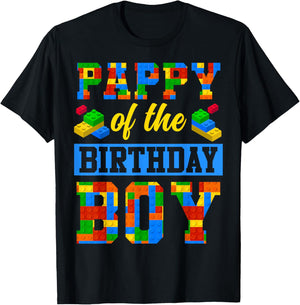 Pappy Of The Birthday Boy Building Block Bday Party T-Shirt - T-Shirt | Black