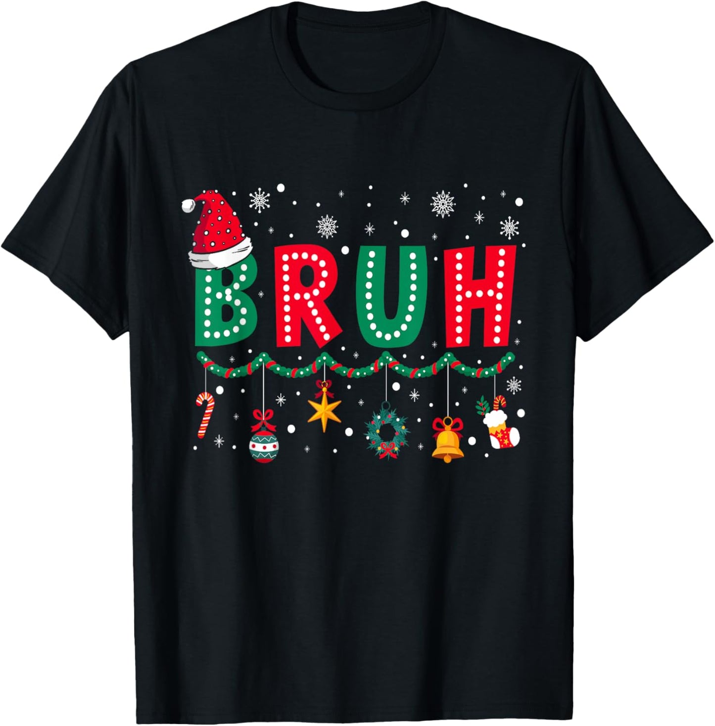 Bruh Christmas Funny Slang Meme Xmas Pajamas Boys Teens Men T-Shirt - T-Shirt | Black