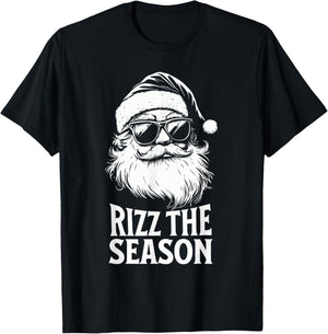 Rizz The Season Teens Kids School Christmas Santa Claus T-Shirt - T-Shirt | Black