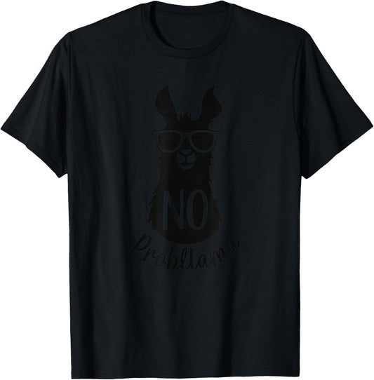 NO PROBLLAMA Gift Humor Word Game LAMA NO PROBLEMA T-Shirt - T-Shirt | Black