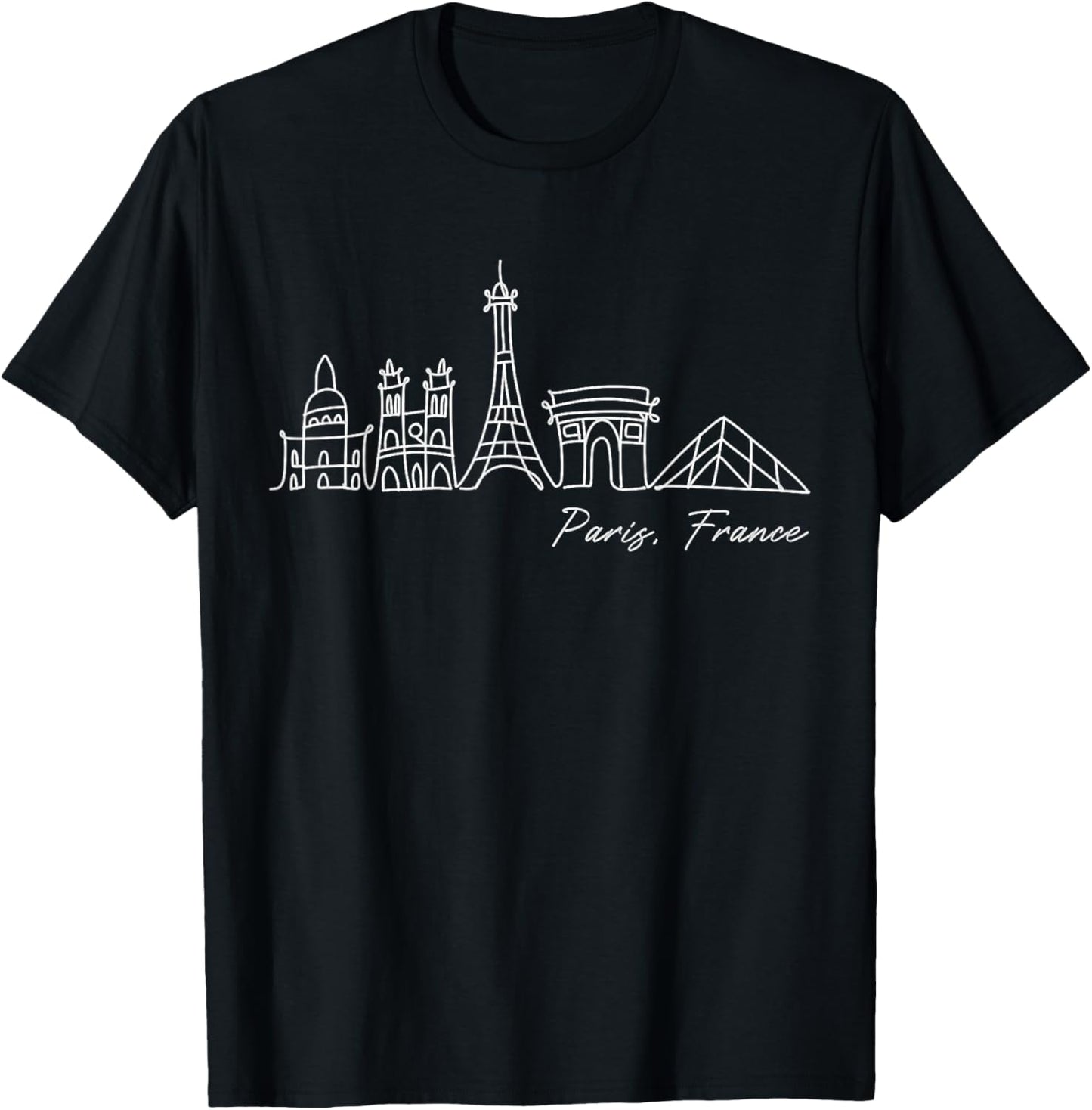 Signature Paris City Skyline Eiffel Tower Souvenir France T-Shirt - T-Shirt | Black