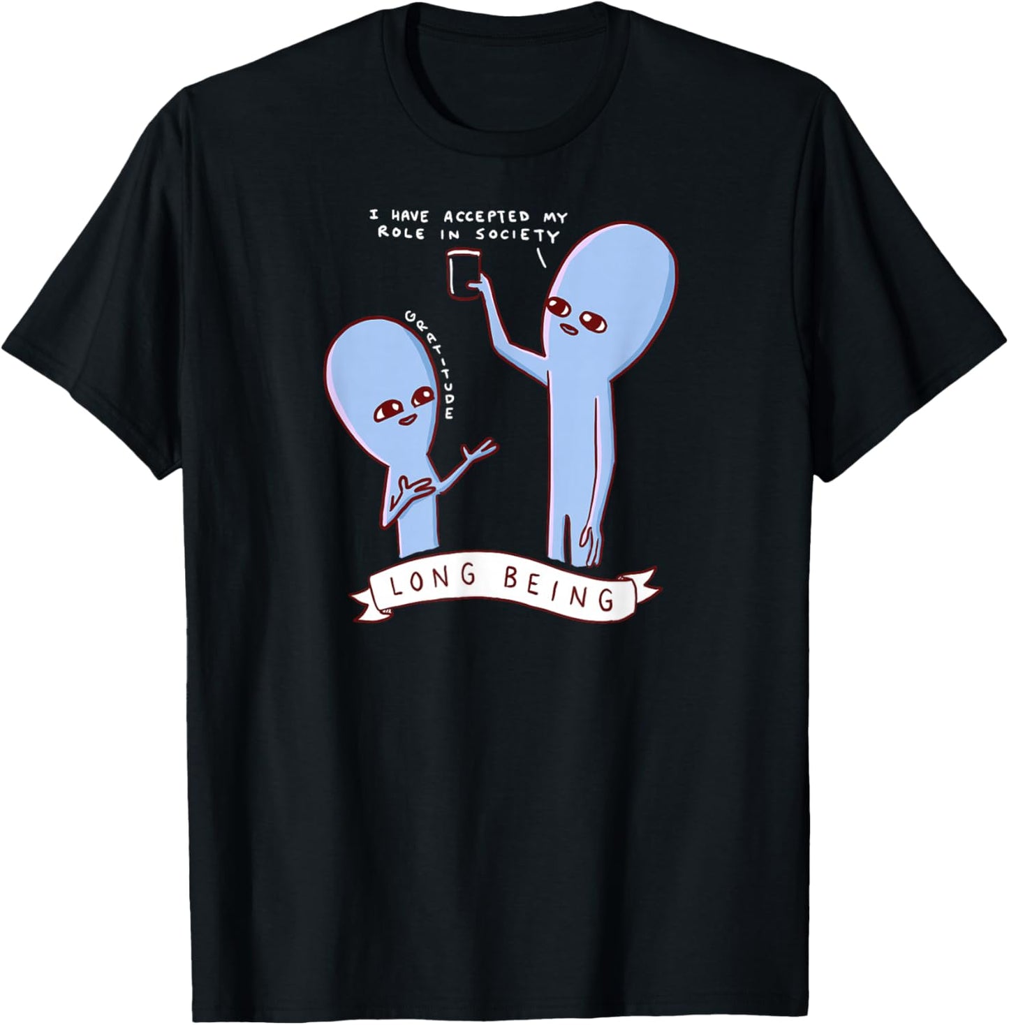 Threadless Nathan W. Pyle Strange Planet Long Being Graphic T-Shirt - T-Shirt | Black