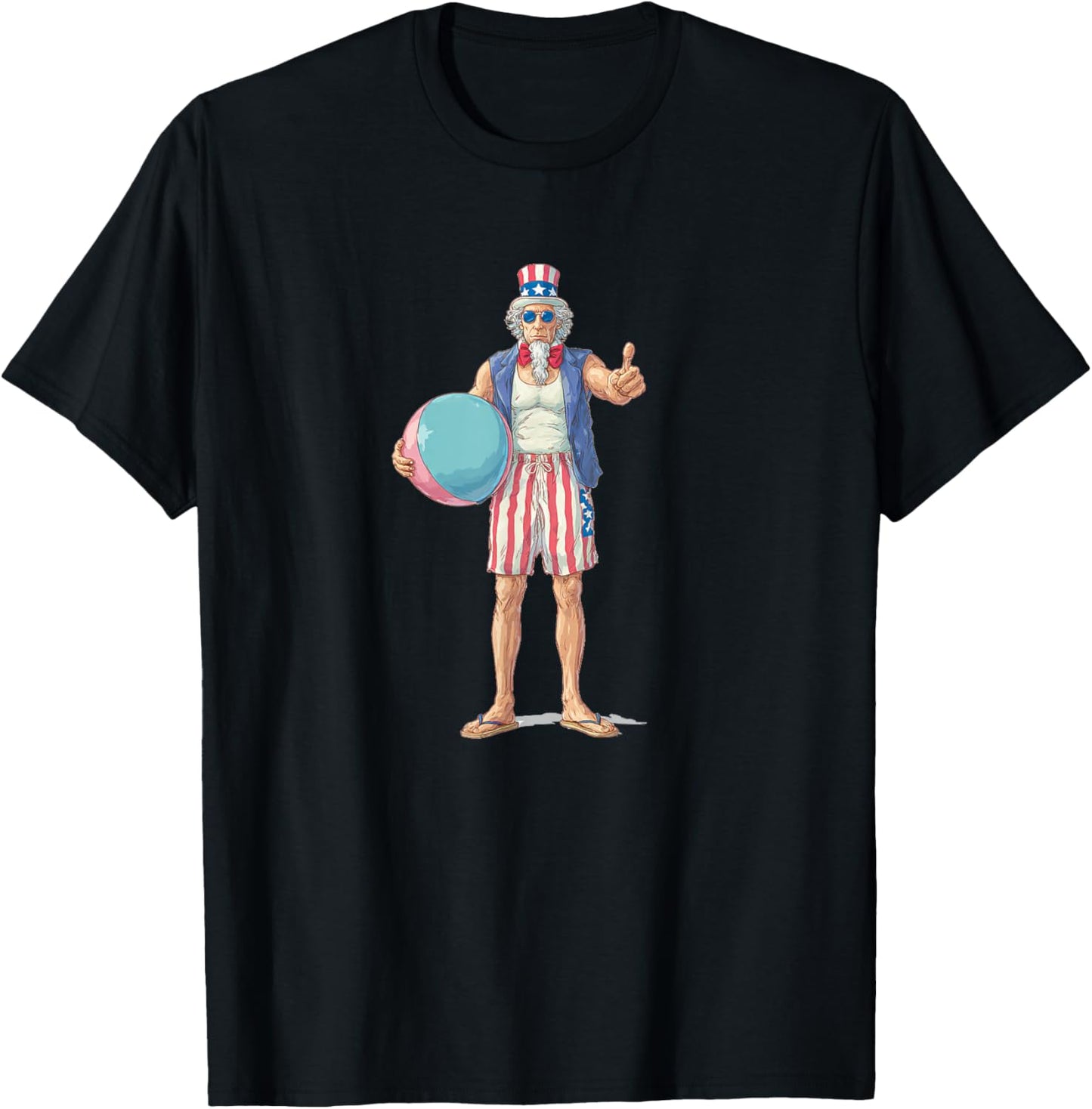 Funny Vacation Look with Sam and Beach Ball T-Shirt - T-Shirt | Black